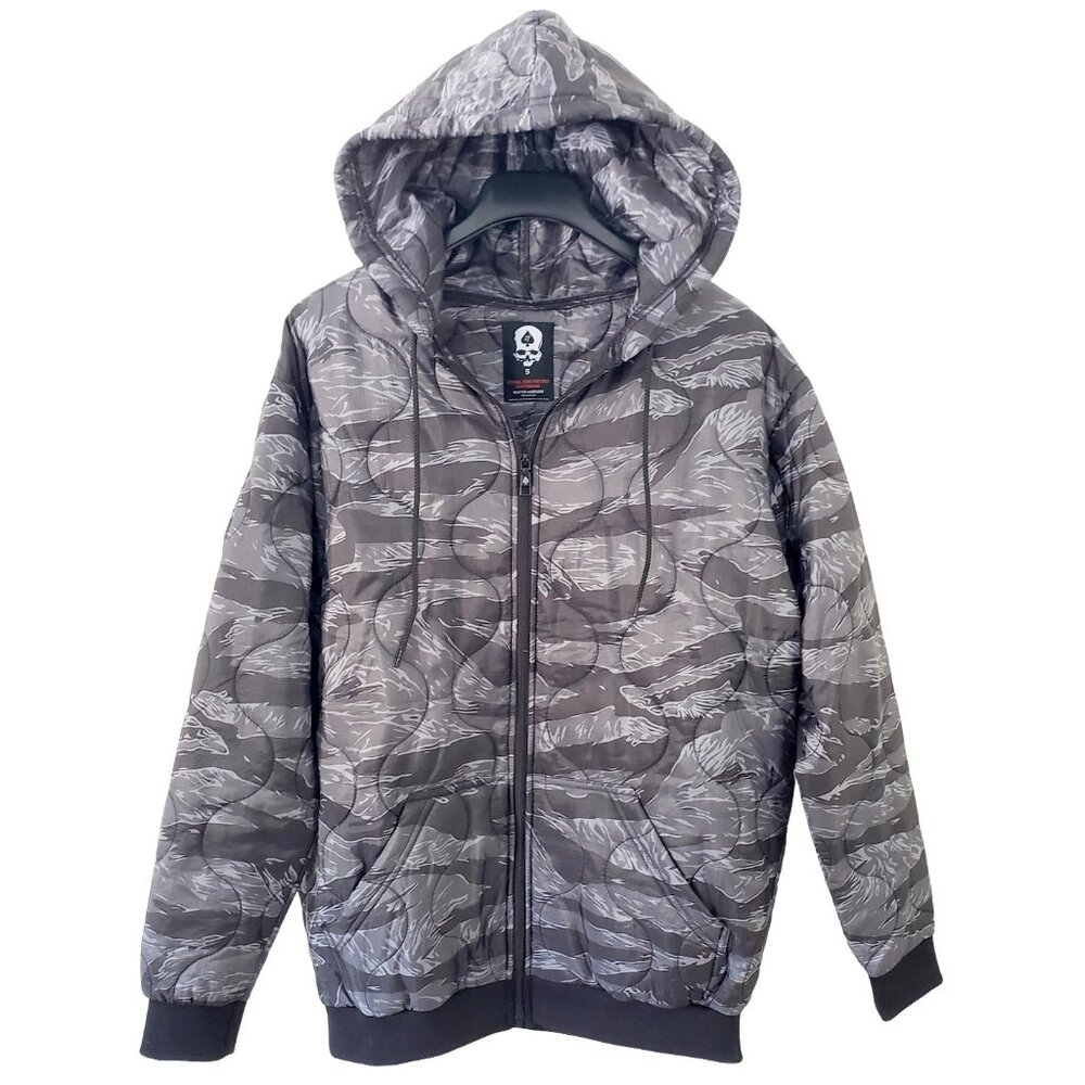 Zero Foxtrot Contraband / Woobie Zip Hoodie, black & gray tiger camo, size S